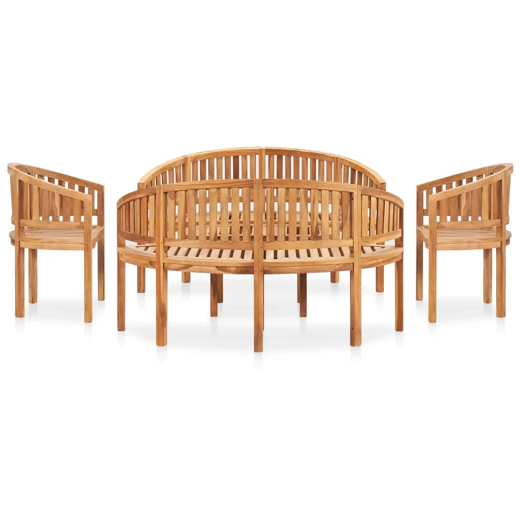 Set Salotto da Giardino 5 pz Design Curvo in Massello di Teak cod mxl 35710