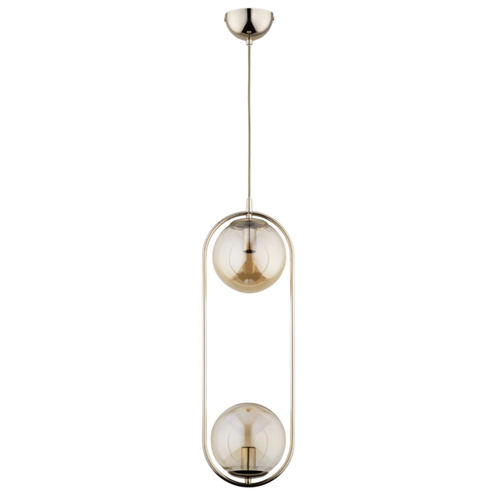 Lampada a sospensione Oval Alfa ottone 2xE14 vetro ambra