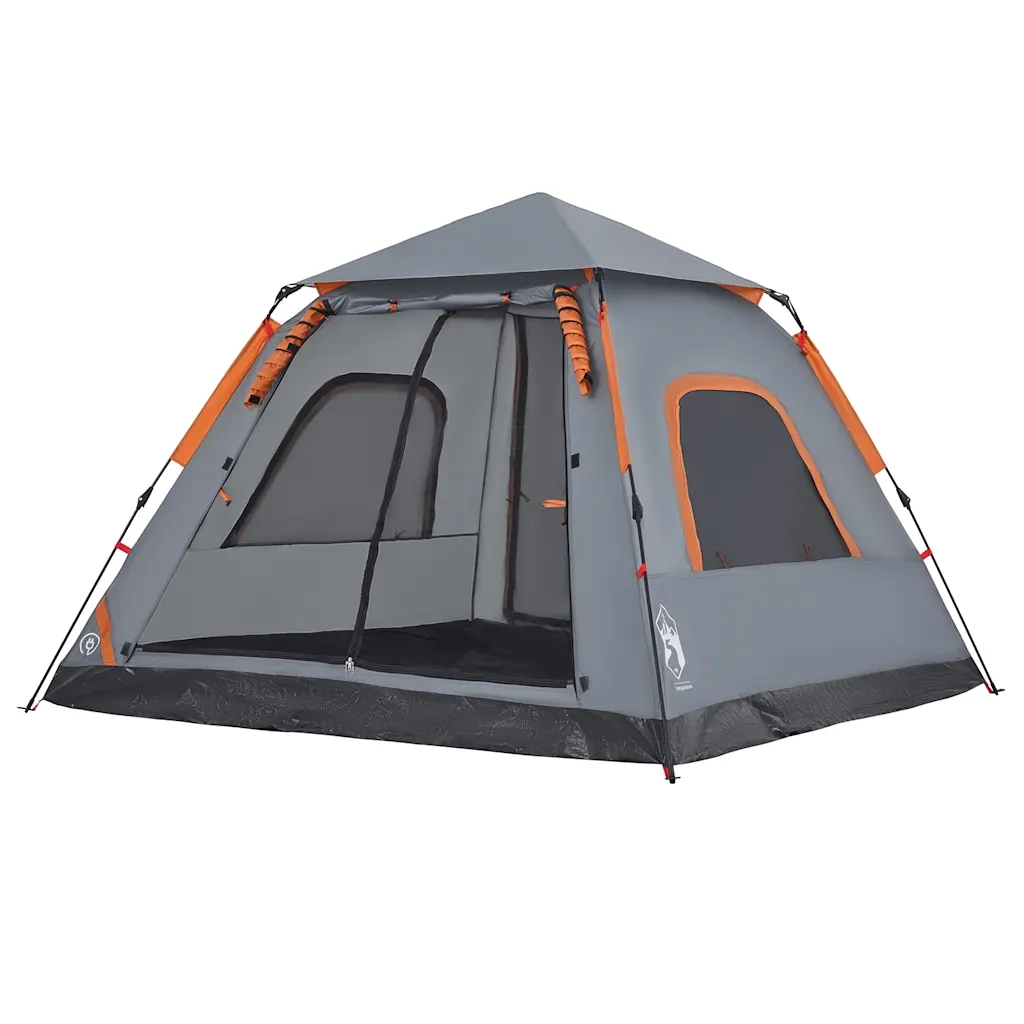 Tenda a Cupola 5 Persone Grigio e Arancione a Rilascio Rapido 4004148