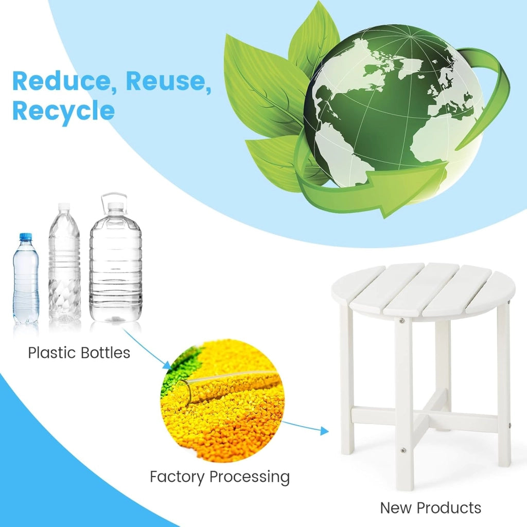 Tavolino da balcone da giardino, piccolo, resistente alle intemperie, balcone, in HDPE, resistente ai raggi UV, portatile, fino a 100 kg, piccolo tavolo per esterni, 46 x 46 x 46 cm