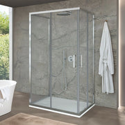 Box doccia 3 lati 90x90x90 cm con doppio scorrevole vetro trasparente Ted