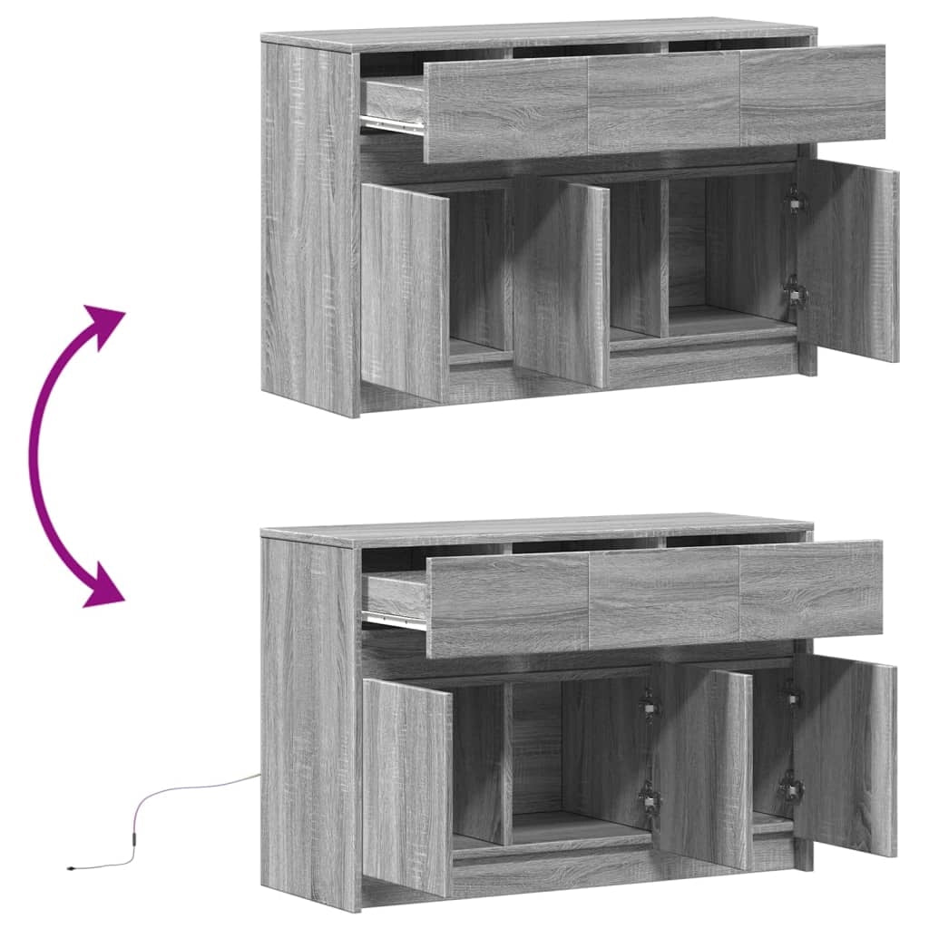Porta TV multimediale scaffale per televisione televisione buffet sala da pranzo soggiorno camera da letto con LED sonoma 91 x 34 x 61 cm pannelli compositi grigio 02_0026502