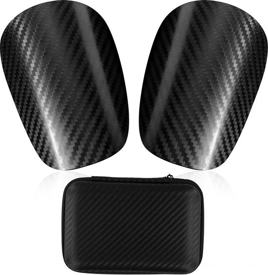 Mini Protezioni Stinchi 11x8cm Vetro di Carbonio Avanzate Protezioni Stinchi - Confezione Portatile Pratica - Protezioni Stinchi Calcio Uomini Donne Bambini - Nero