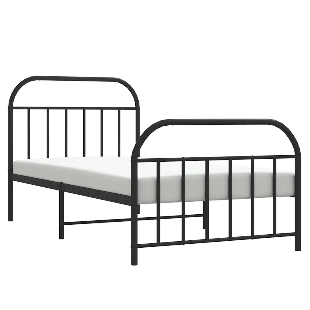 Giroletto con Testiera e Pediera Metallo Nero 100x200 cm 353648