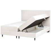 Letto Tessuto Tortora 160 x 200 cm Imbottito Struttura Con Testiera Trapuntata E Materasso