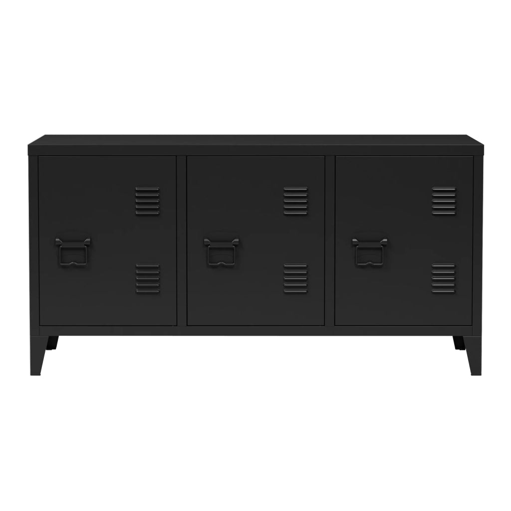 Mobile porta TV mensola per soggiorno con 3 ante 58 x 113 x 40 cm nero 03_0010070