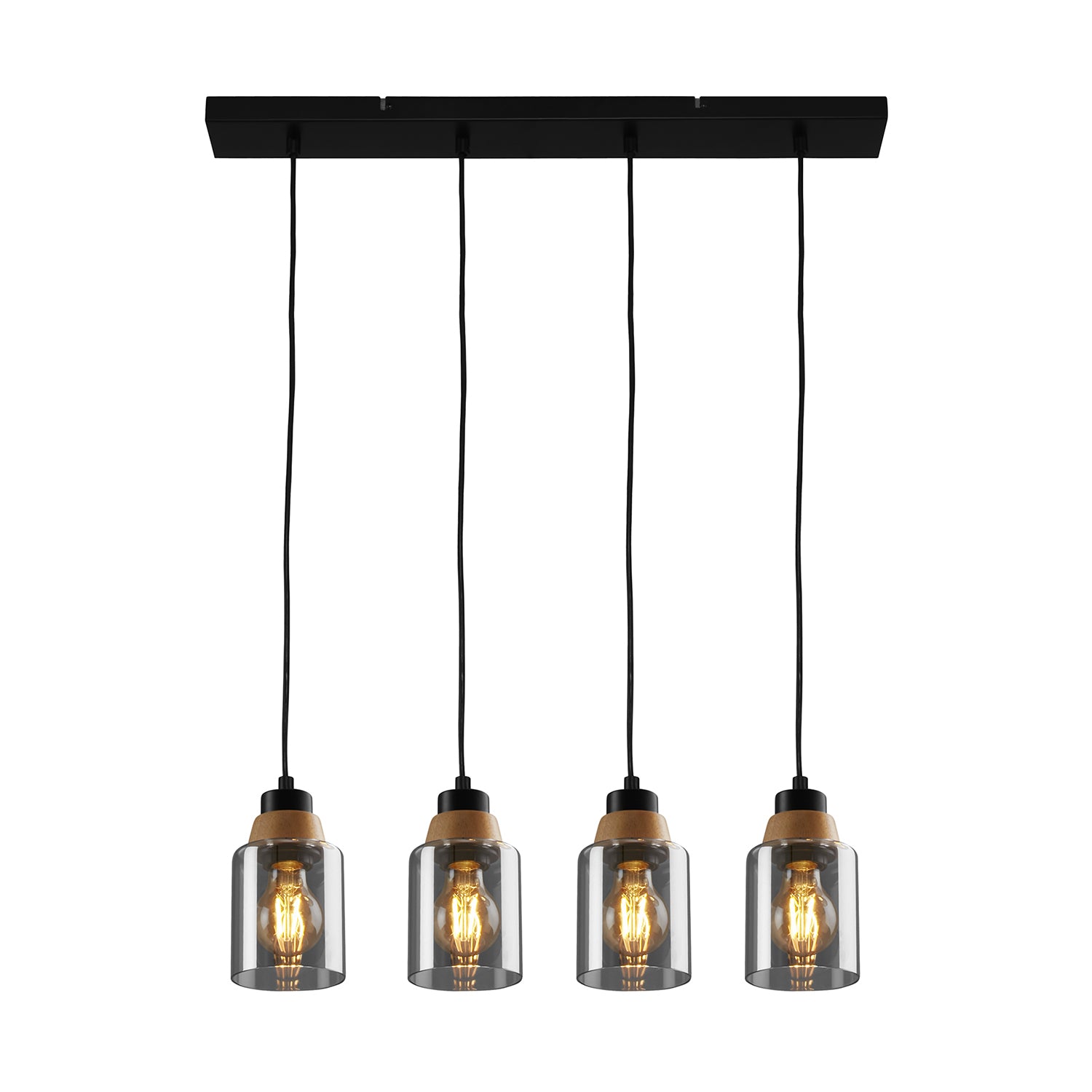 Lampadario Contemporaneo Royk Metallo Nero 4 Luci E27