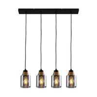 Lampadario Contemporaneo Royk Metallo Nero 4 Luci E27