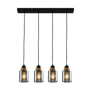 Lampadario Contemporaneo Royk Metallo Nero 4 Luci E27