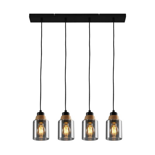 Lampadario Contemporaneo Royk Metallo Nero 4 Luci E27