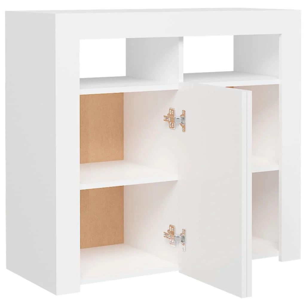 Buffet credenza cassettiera mobiletto mobile contenitore organizer per cucina soggiorno salotto con luci LED 80 x 35 x 75 cm bianco 02_0029858
