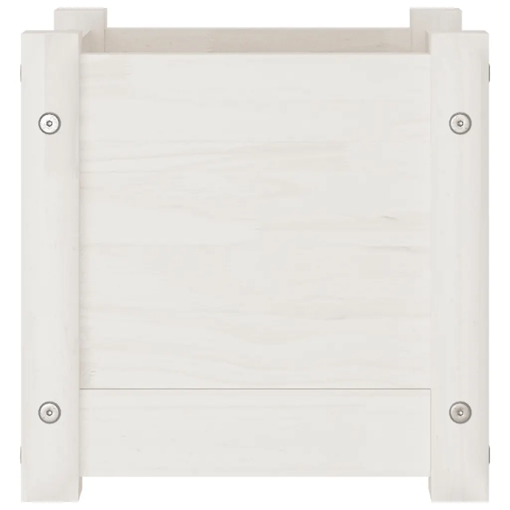 Fioriera da Giardino Bianca 31x31x31 cm Legno Massello di Pino