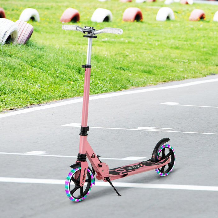 Monopattino con luci LED e ruote silenziose per bambini pi¨´ di 8 anni, Monopattino pieghevole con tracolla Rosa-Monopattini