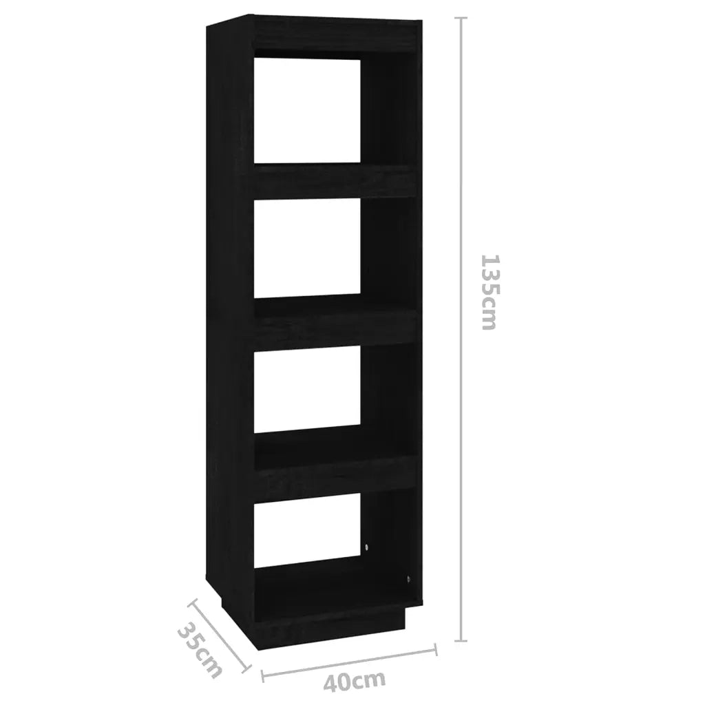 Libreria/Divisorio Nero 40x35x135 cm in Legno Massello di Pino 810853