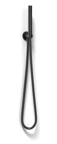 Kit tondo doccetta e supporto con presa acqua nero opaco