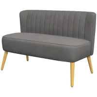 Divano dal Design Retro a due posti, Gambe in Legno, 117 cm x 56.5 cm x 77 cm, Grigio Scuro