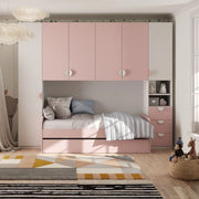 Cameretta a ponte Gilbert bianco opaco e rosa con 2 letti 293x5x240.5H
