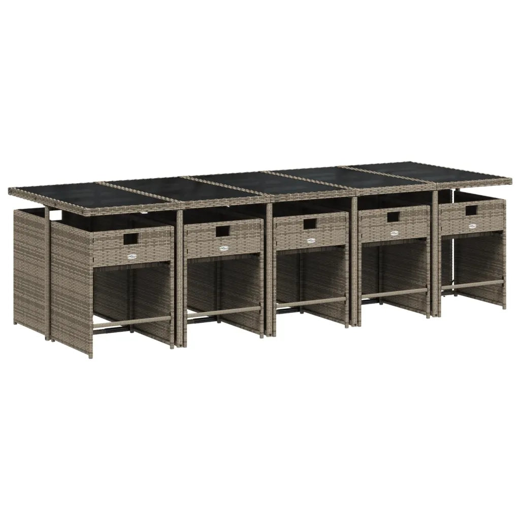 Set da Pranzo da Giardino 11pz con Cuscini in Polyrattan Grigio 3277879