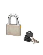 Lucchetto a chiave Quadra, acciaio, 60mm, arco in acciaio temprato nichelato, 4 chiavi reversibili - Thirard