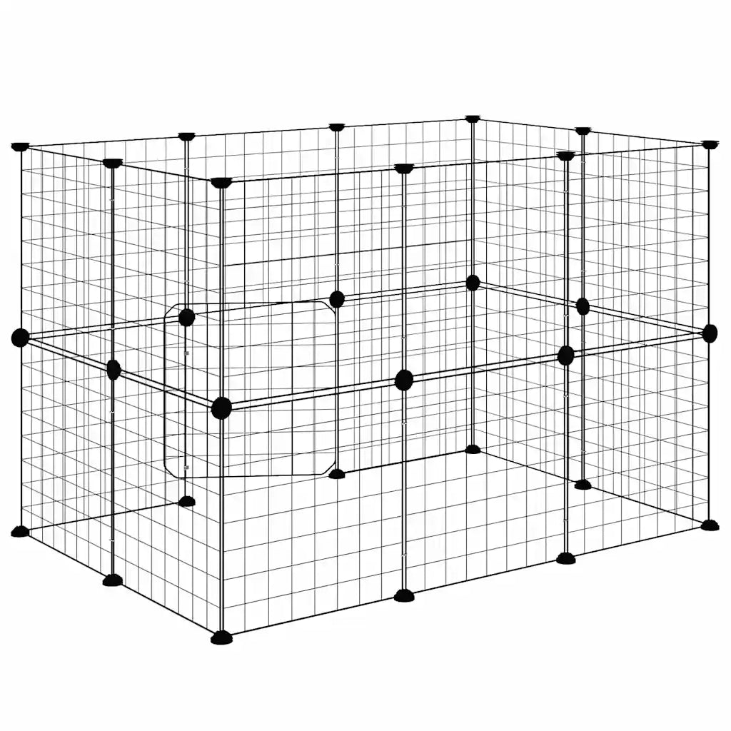 Gabbia per Animali 20 Pannelli con Porta Nera 35x35 cm Acciaio 3114037