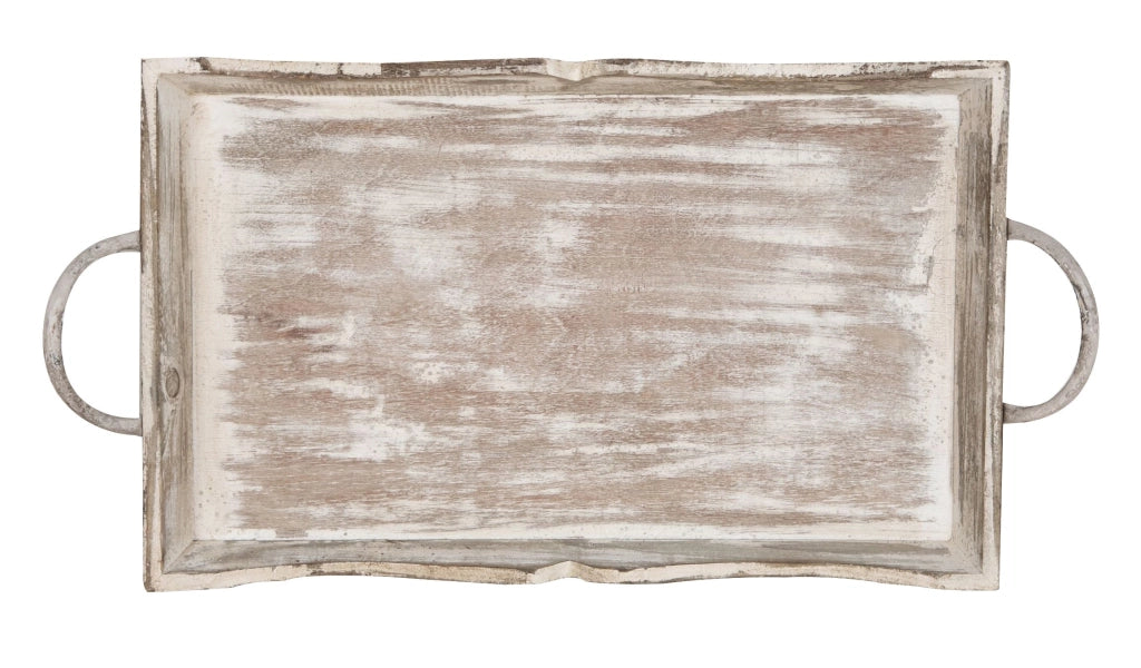 Biscottini SET DI 2 VASSOI IN LEGNO FINITURA BIANCO ANTICATO L51+48XPR9+9XH28+24 cm