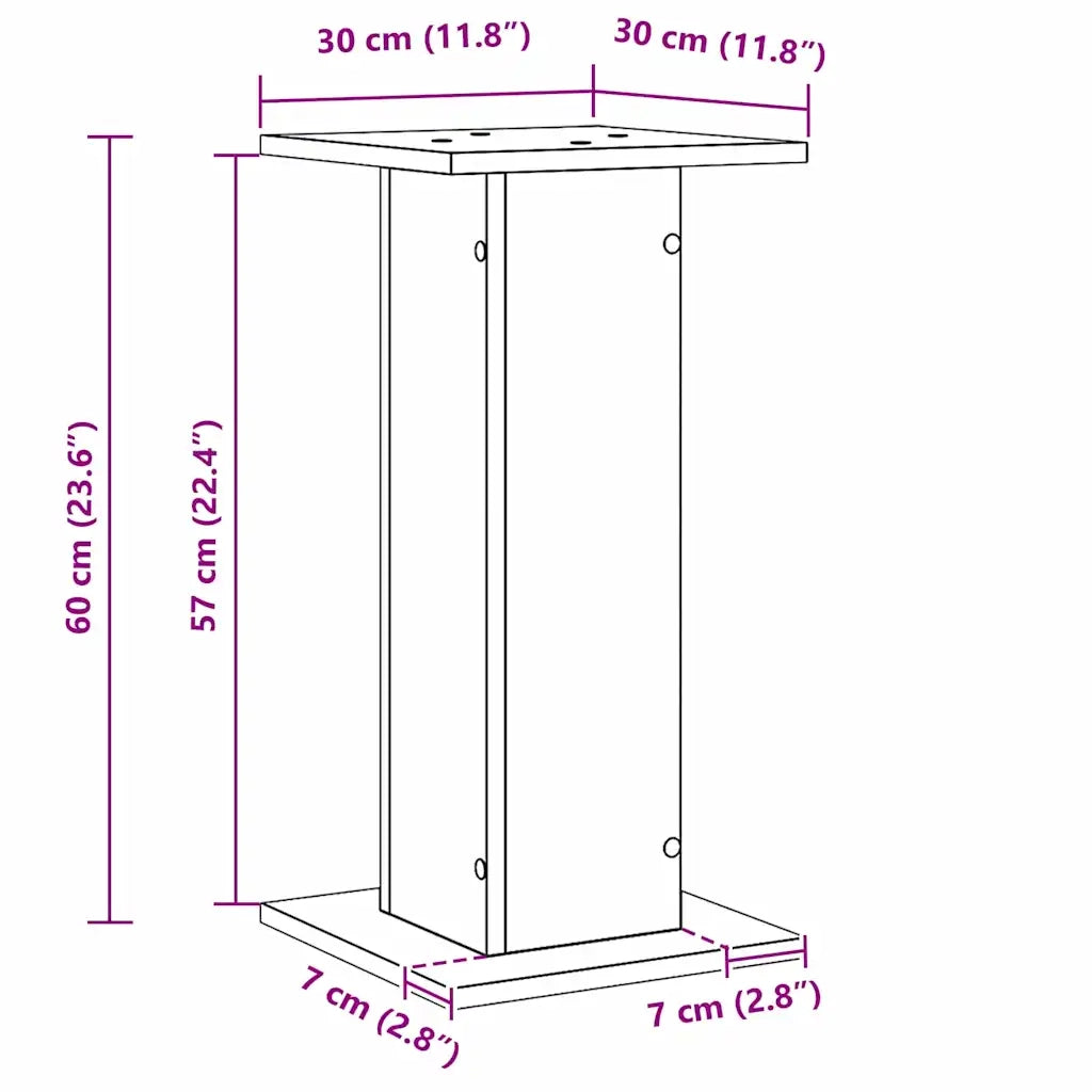 Supporto per piante 2 pz Rovere Nero 30 x 30 x 60 cm CFW1946653