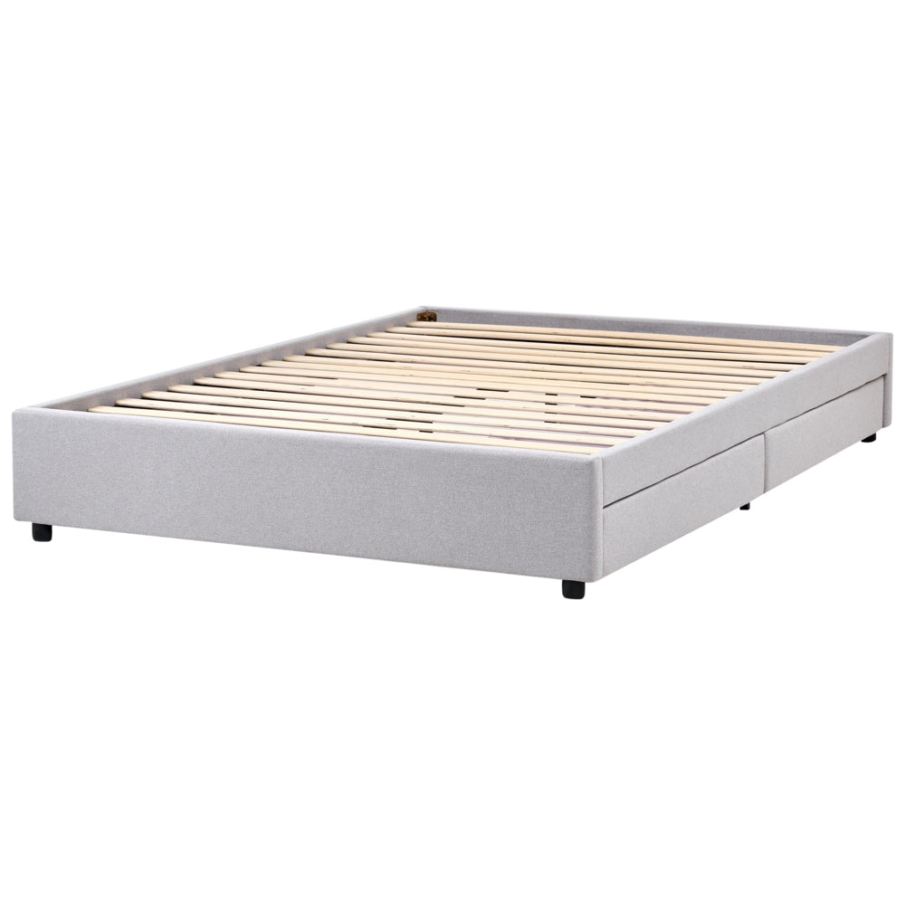 Letto matrimoniale in Tessuto beige chiaro con Cassetti 160 x 200 cm Design tradizionale