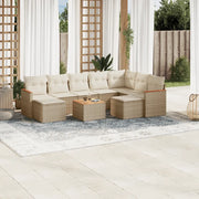 Set Divano da Giardino 10 pz con Cuscini Beige in Polyrattancod mxl 114848