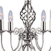 Lampadario Classico Zanzibar Acciaio Argento 8 Luci E14