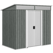 Casetta Box da Giardino 195x122x181,5 cm con Porte Scorrevoli e Pavimentazione in Acciaio Grigio Chiaro