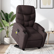 Poltrona Alzapersona Massaggi Reclinabile Marrone Scuro Tessuto 3204613