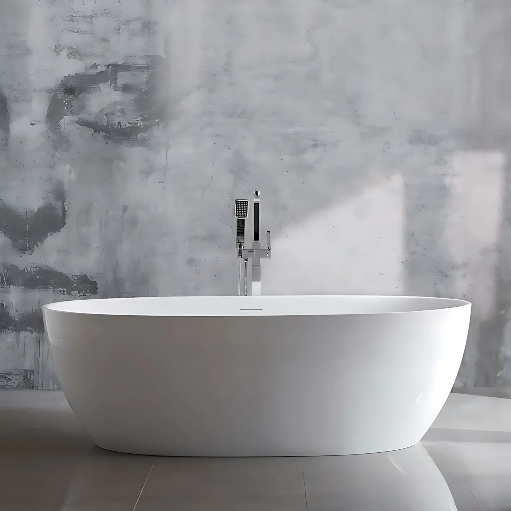 Vasca Da Bagno Freestanding In Acrilico Roma 170 Copritappo nero