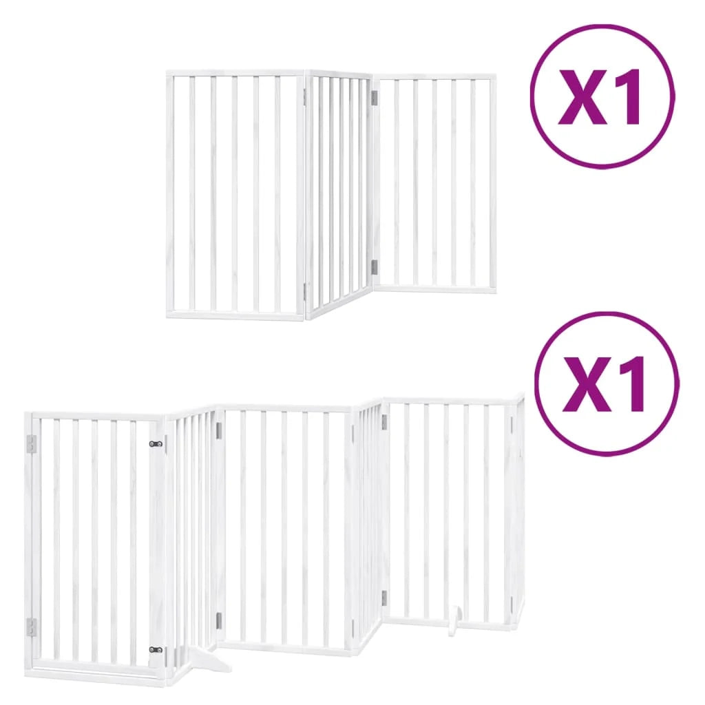 Cancelletto di sicurezza per animali domestici porta pieghevole 9 pannelli legno di pioppo bianco 02_0023286