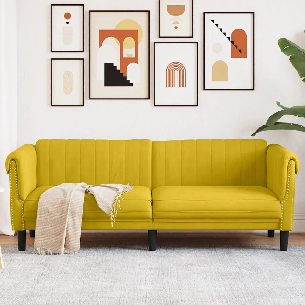 Divano | Divano da soggiorno | Sofa a 3 Posti Giallo in Velluto