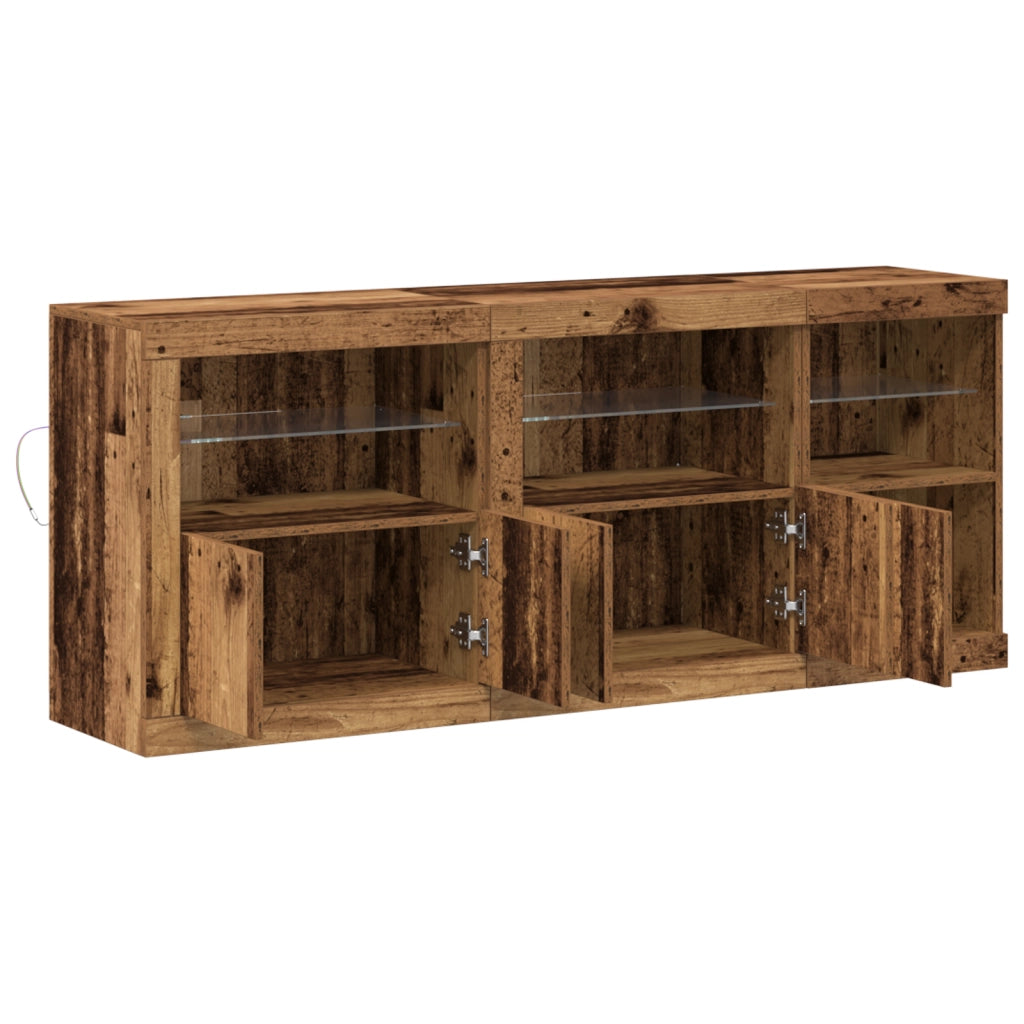 Credenza con luci LED Legno vecchio 162x37x67 cm Legno ingegnerizzato