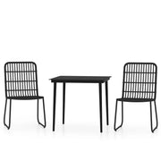 Set da Pranzo da Giardino 3 pz | Set Salotto da Giardino Nero