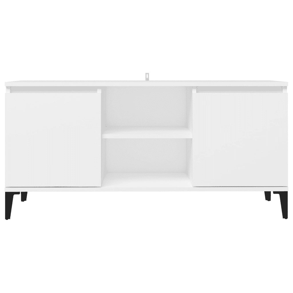 Mobile TV con Gambe in Metallo Bianco 103,5x30x50 cm 805968