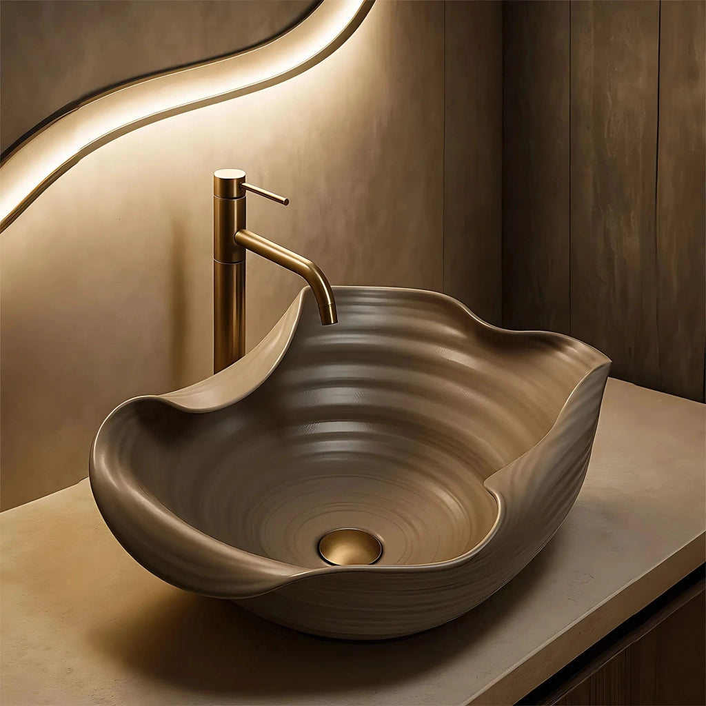 Lavabo Da Appoggio In Ceramica Rea Hm-66tb Handmade Art