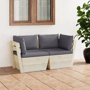 Divano da Giardino a 2 Posti su Pallet con Cuscini Legno Abete cod mxl 41572