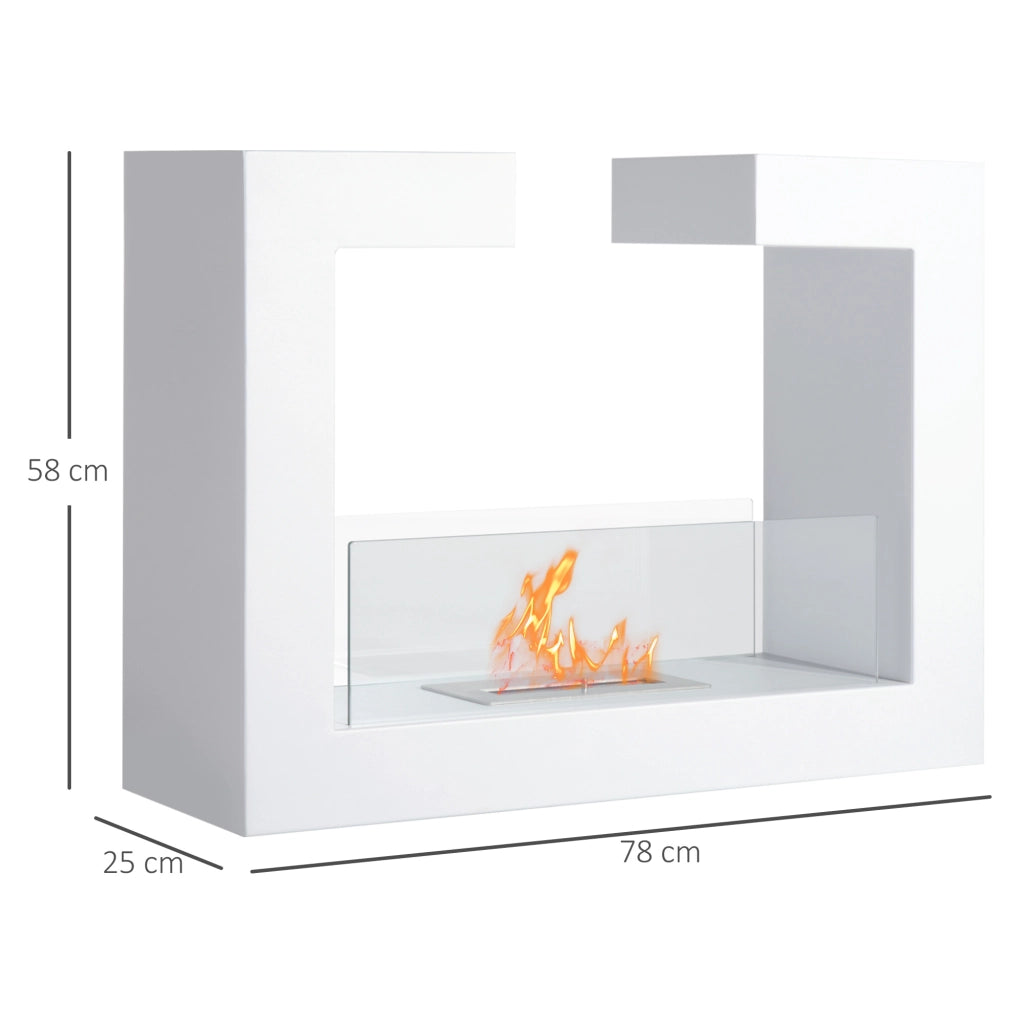 Caminetto Bioetanolo da Tavolo ¨C zephmum ¨C Acciaio Inossidabile Vetro 78x25x58 cm Bianco