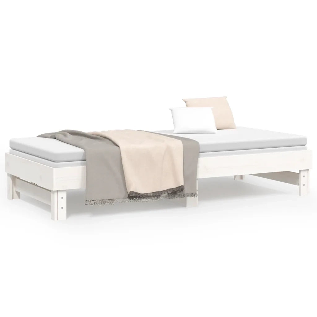 Dormeuse Estraibile Bianca 2x(90x200) cm Legno Massello di Pino 823380