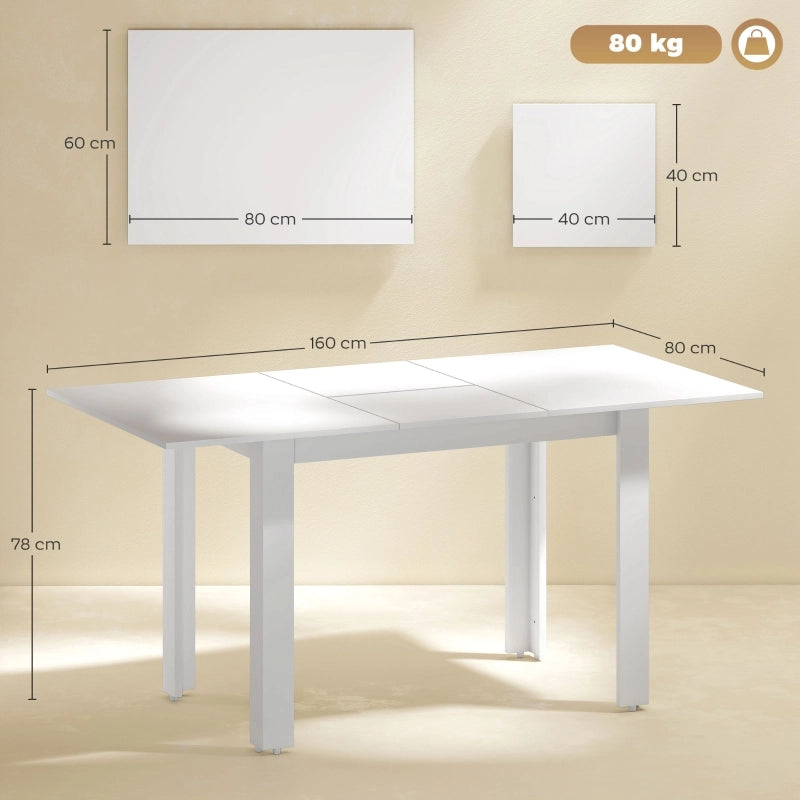 Tavolo da pranzo - estraibile 120-160x70 cm - per 4-6 persone - MDF - bianco lucido - regolabile