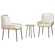 Set da Pranzo per Giardino 3 pz | Set Salotto da Giardino Marrone e Crema polyrattan