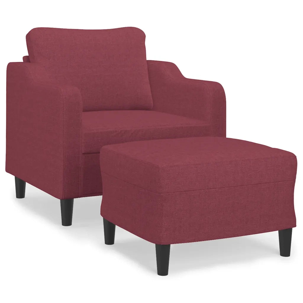 Poltrona con Poggiapiedi Rosso Vino 60 cm in Tessuto