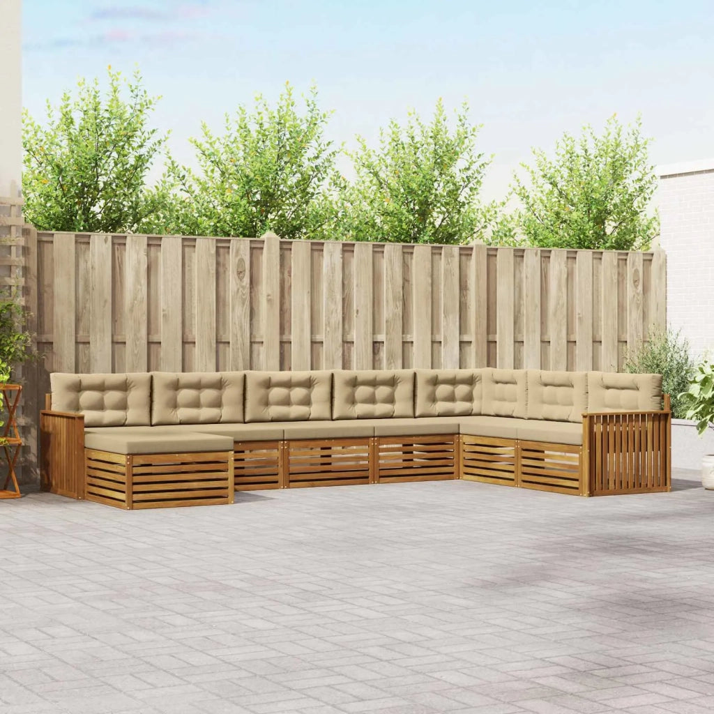 Set di divani da esterno con cuscino 8 pcs Naturale e Beige