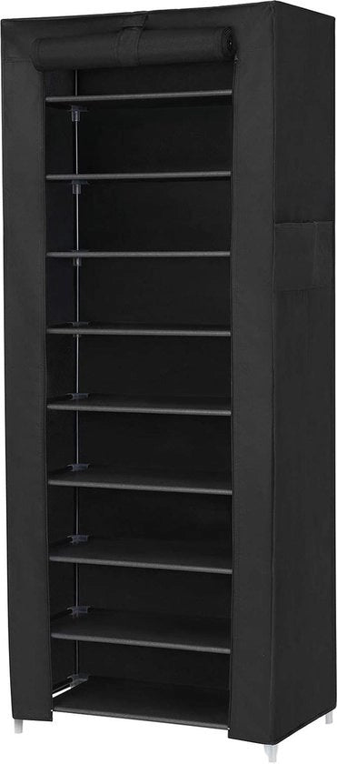 Rack per scarpe con 10 livelli - Nero grande - 160 x 58 x 28 cm - Cassetto per scarpe per circa 27 paia di scarpe
