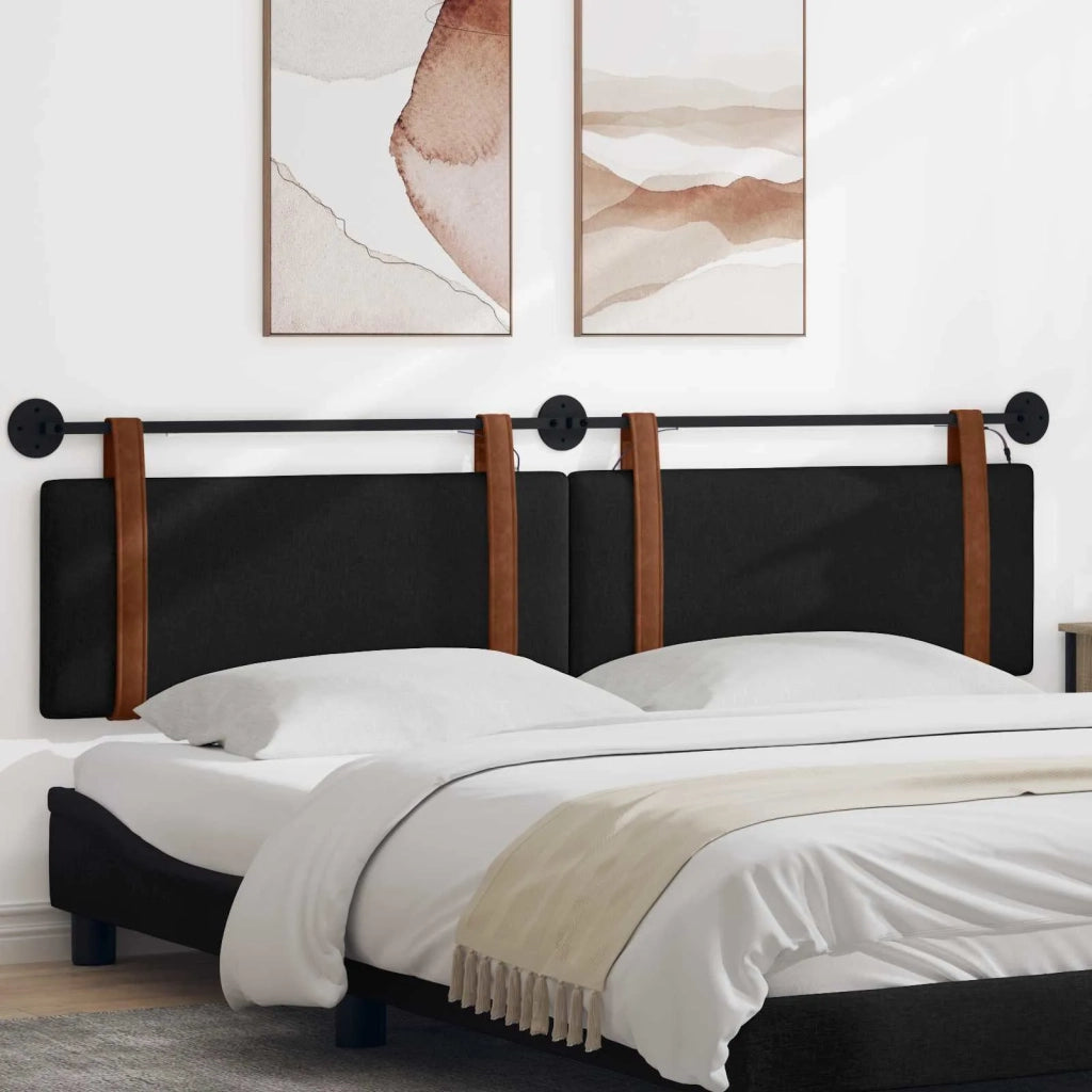 Testiera sospesa Con luce LED Nero PU Antico 3424046