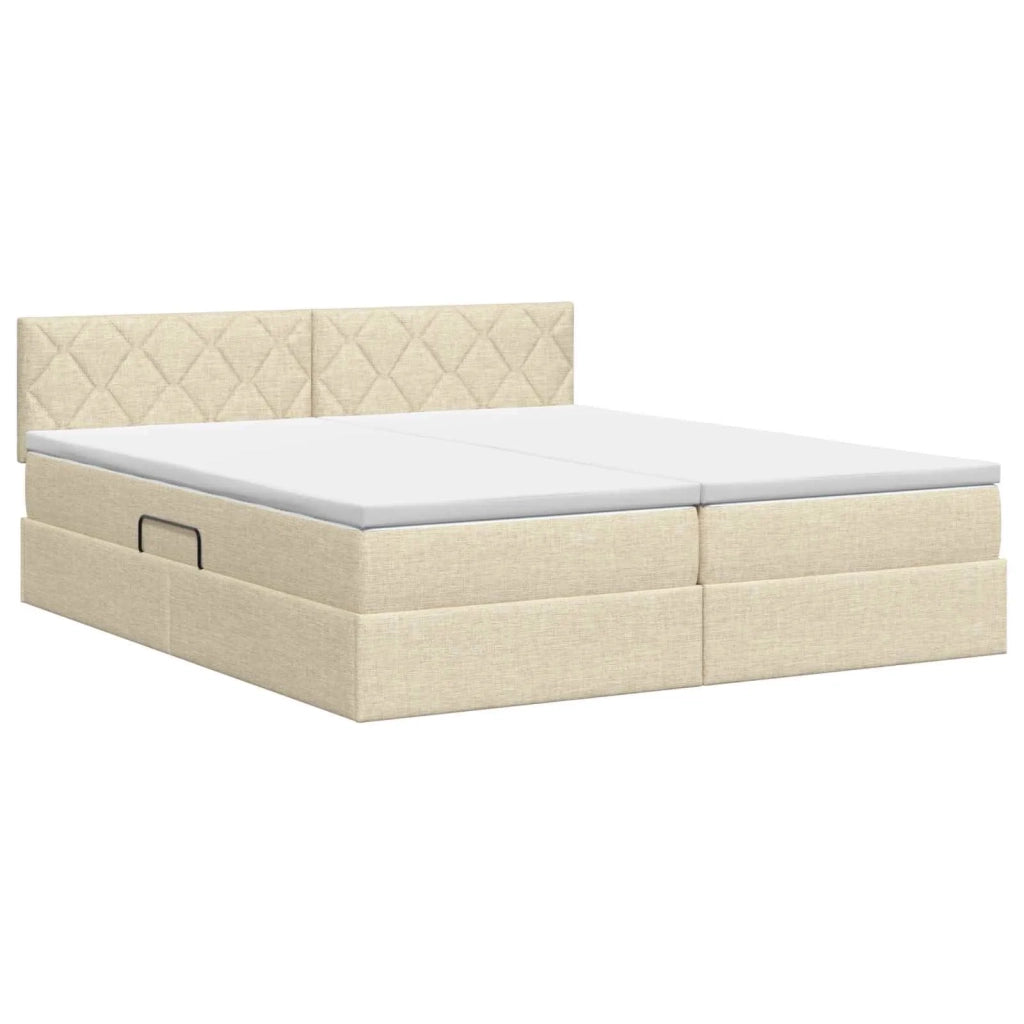 Letto con Contenitore con testiera 2 pz Crema Pelle Sintetica 3458929