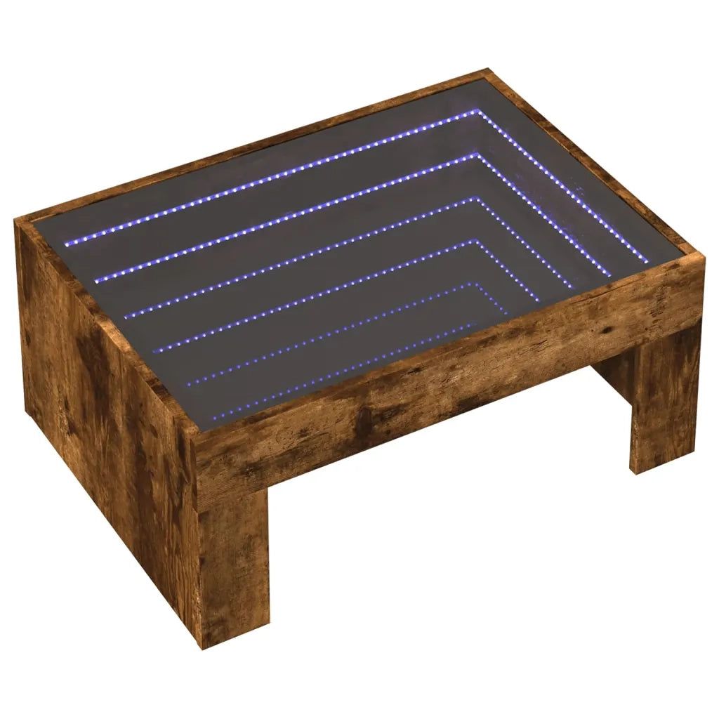 Tavolino da salotto | Tavolino da caff¨¨ | Tavolino da Soggiorno con LED Infinity Rovere Fumo 70x50x30 cm