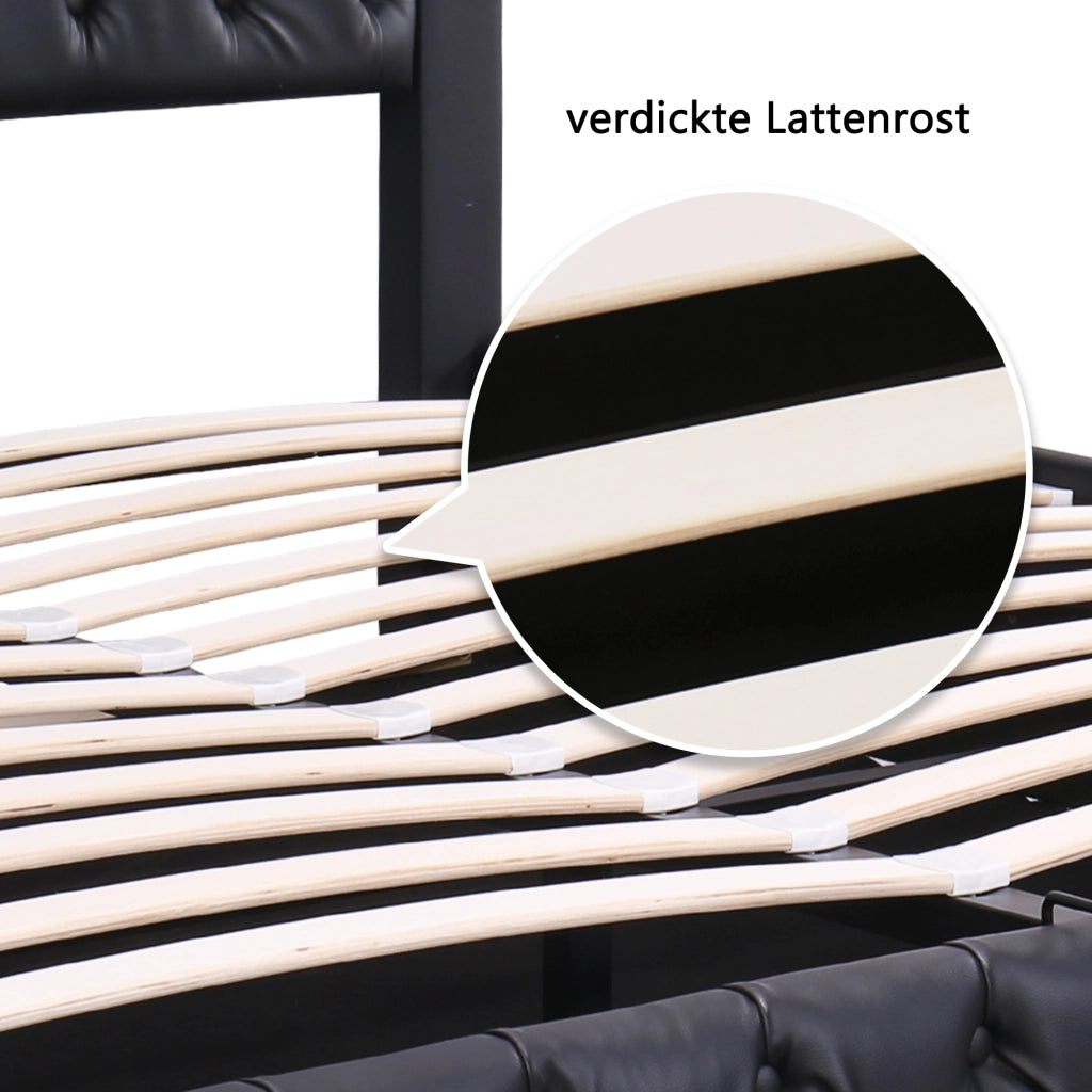 OKWISH Letto contenitore 160×200 cm, Letto Matrimoniale con LED Regolabile, Vano Contenitore, senza Materasso, in PU, Nero